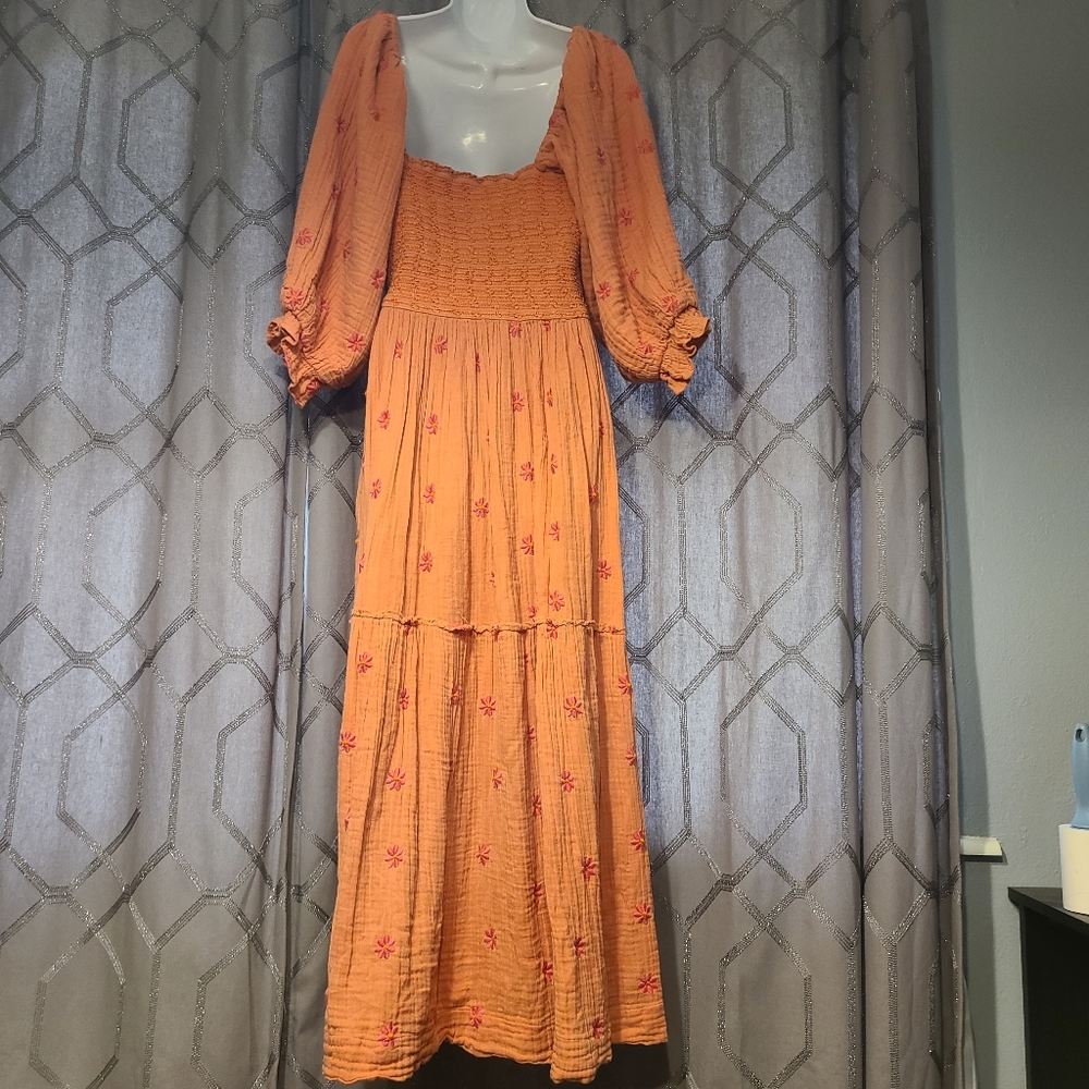 Free People Orange Embroidered Maxi Dress - Picture 2 of 4